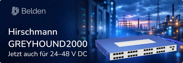 Hirschmann GREYHOUND2000 Industrial-Ethernet-Switches mit 24–48 V DC