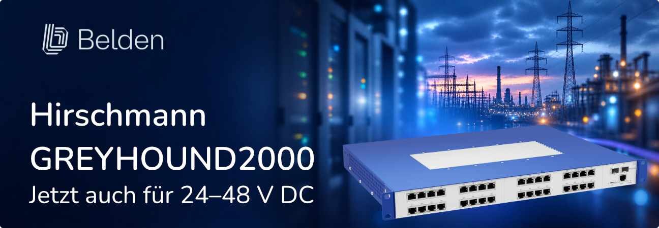 Hirschmann GREYHOUND2000 Industrial-Ethernet-Switches mit 24–48 V DC