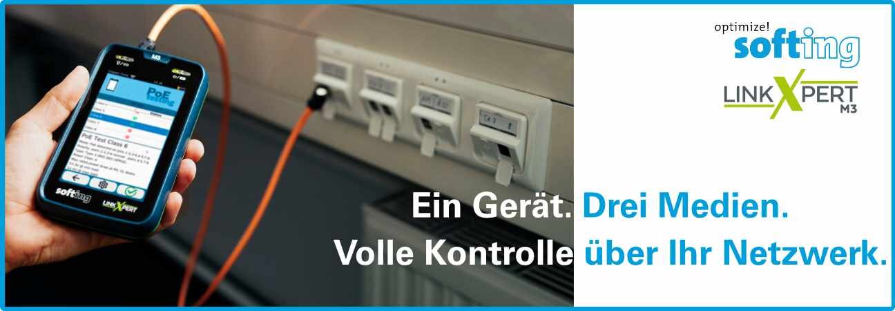 Softing LinkXpert M3 für Netzwerkdiagnose in Kupfer-, Glasfaser- und WLAN-Netzwerken