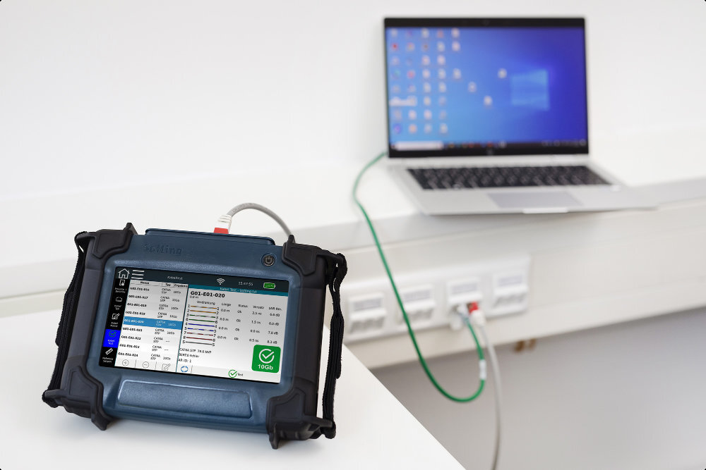 Netzwerkprüfung mit dem Softing NetXpert XG2 bei der Installation von Ethernet-Verkabelungen