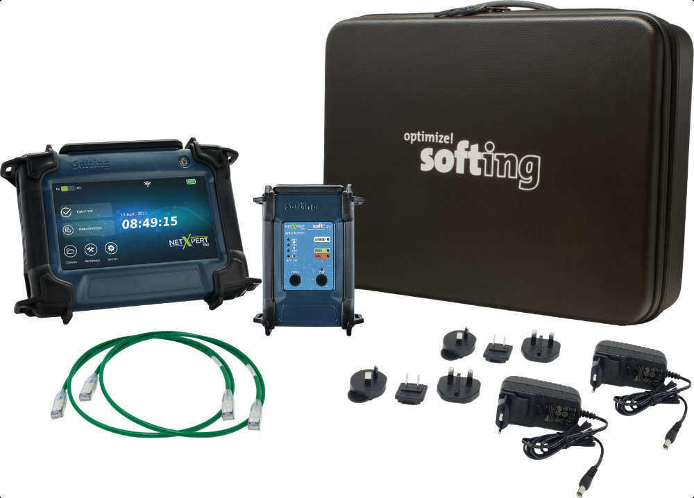 Softing NetXpert XG2 inklusive Zubehör für Netzwerkdiagnose und Kabelqualifizierung