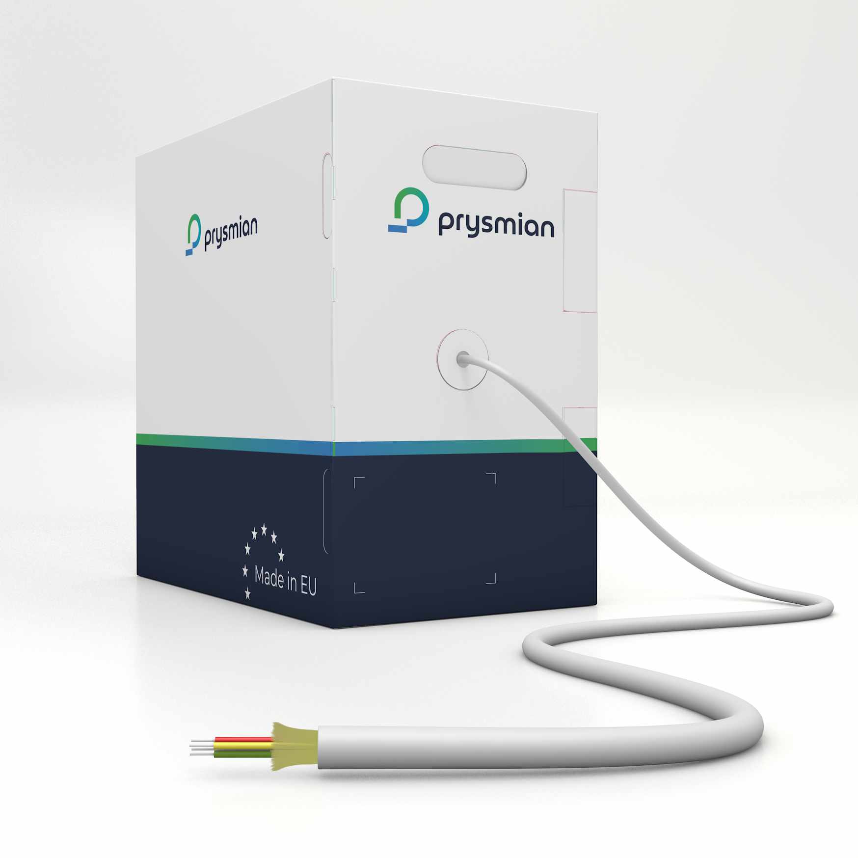 Standardbox des Prysmian UC Home fibre Idrop 900T mit Glasfaserkabel