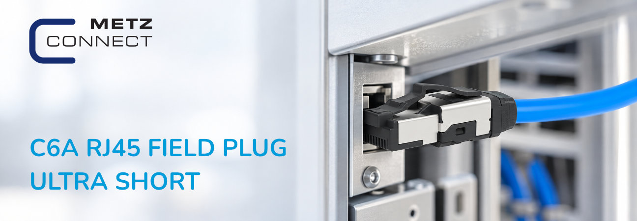 Ultrakurzer C6A RJ45-Feldstecker von METZ CONNECT im kompakten Netzwerkanschluss