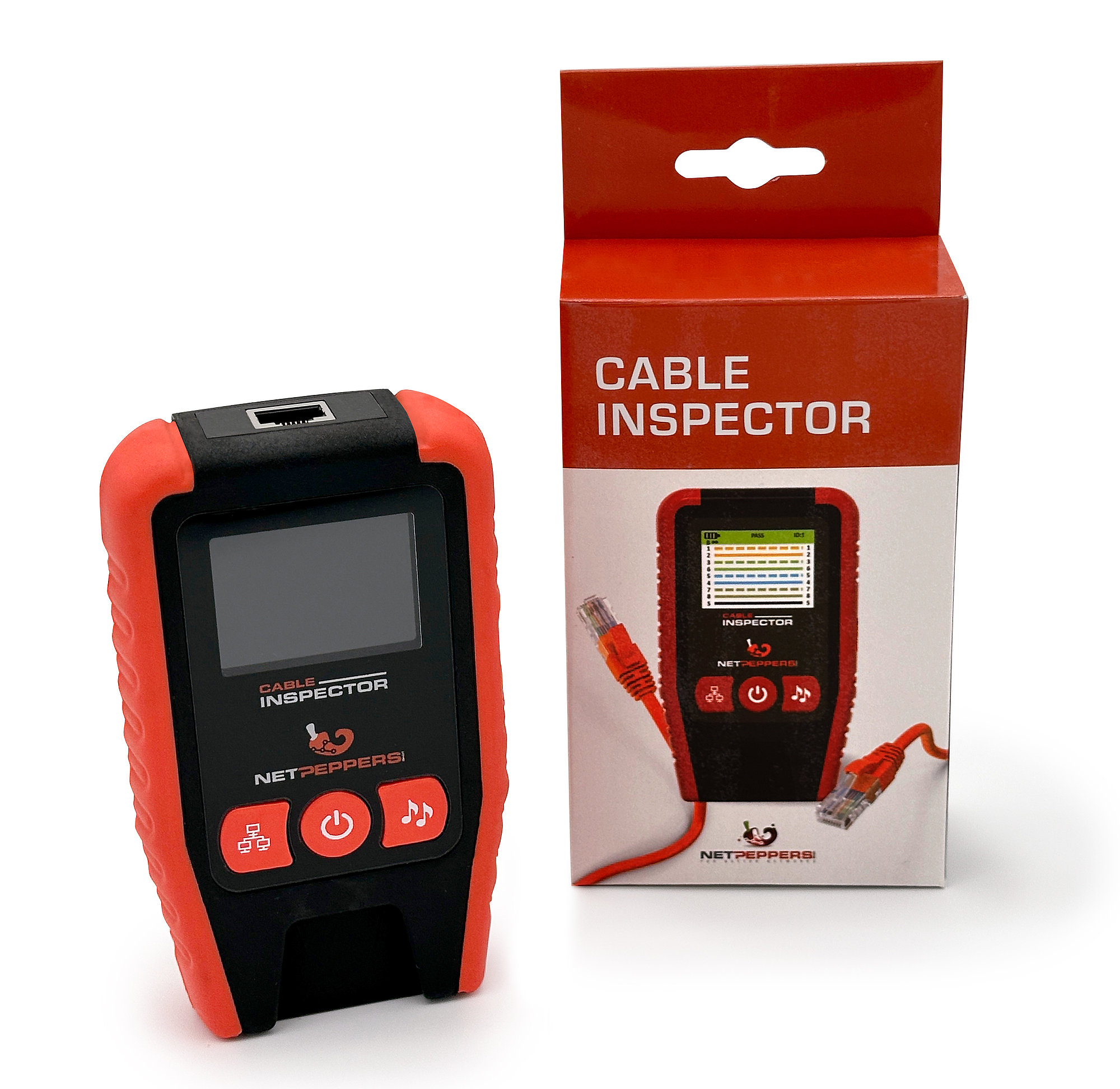 NetPeppers Cable Inspector mit Produktverpackung