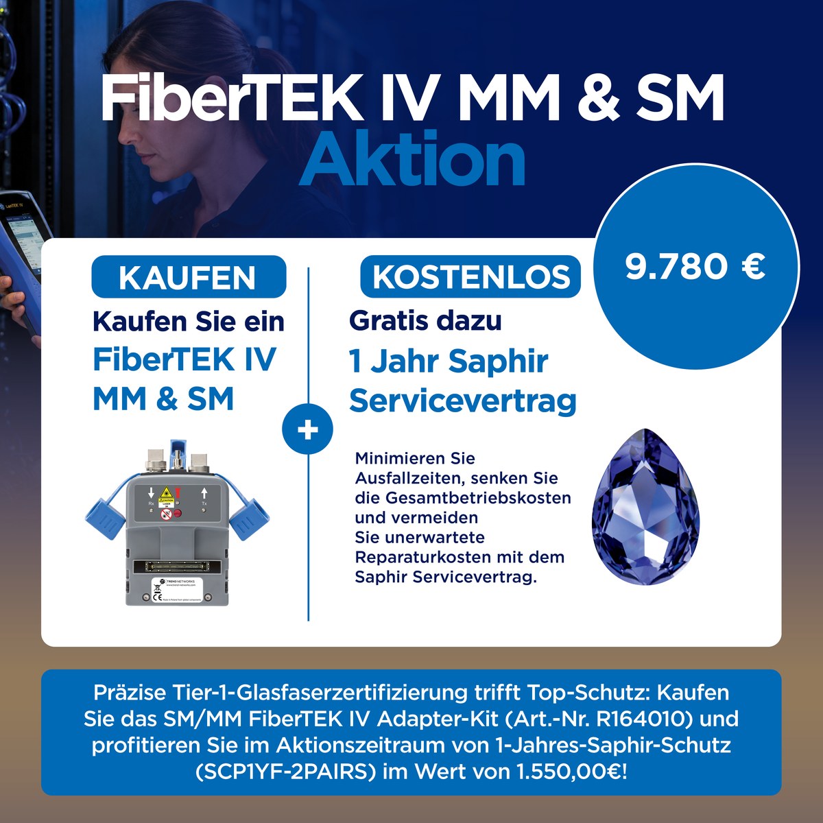 FiberTEK IV MM und SM mit kostenlosem Saphir-Servicevertrag
