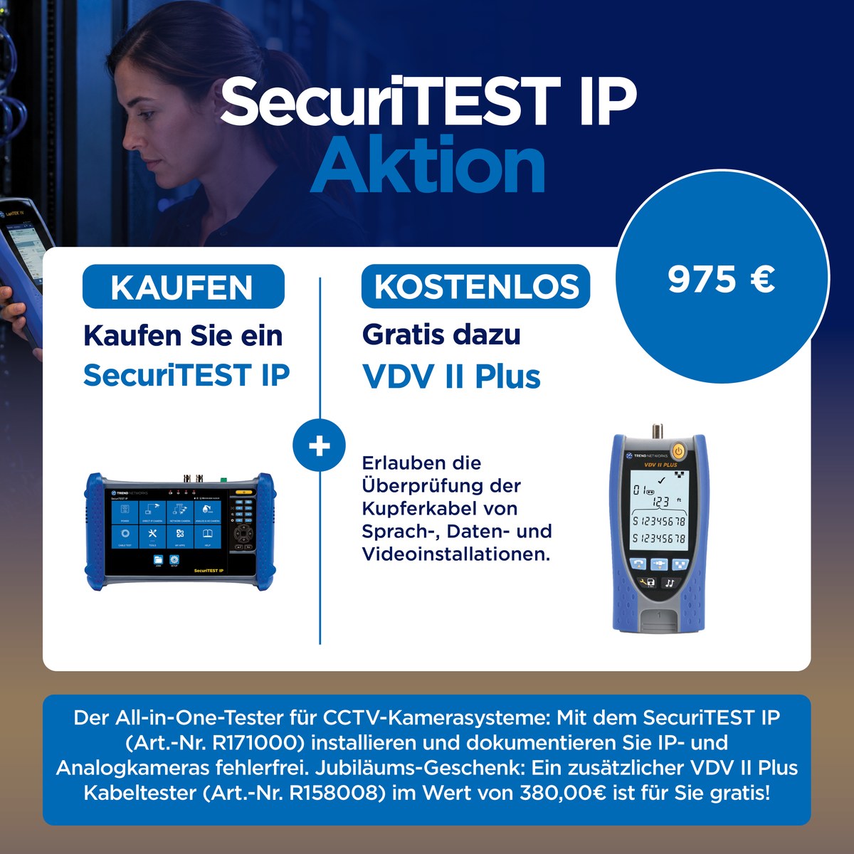 SecuriTEST IP mit kostenlosem VDV II Plus Kabeltester